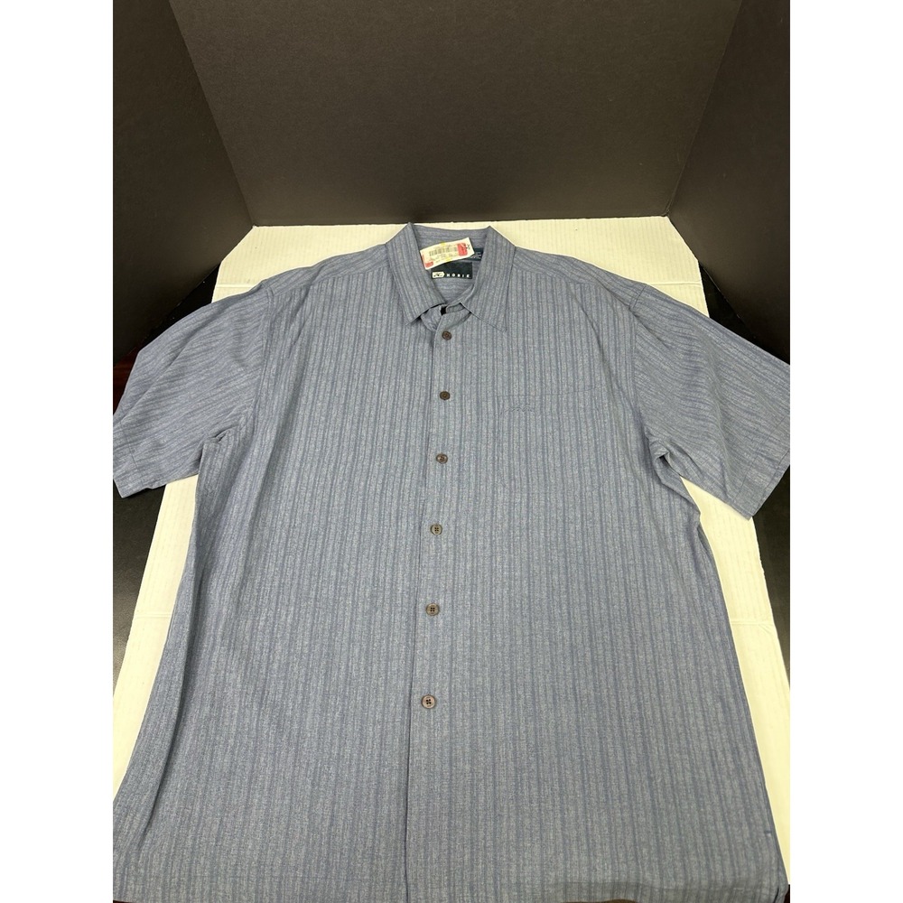 Vintage‎ Hobie Shirt Mens L Large Blue Plaid Rayon Blend Short Sleeve Button Up